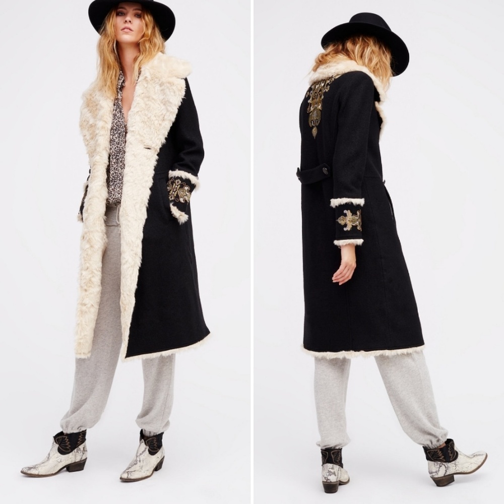 Free People | Bohemian Vintage Faux Shearling Coat